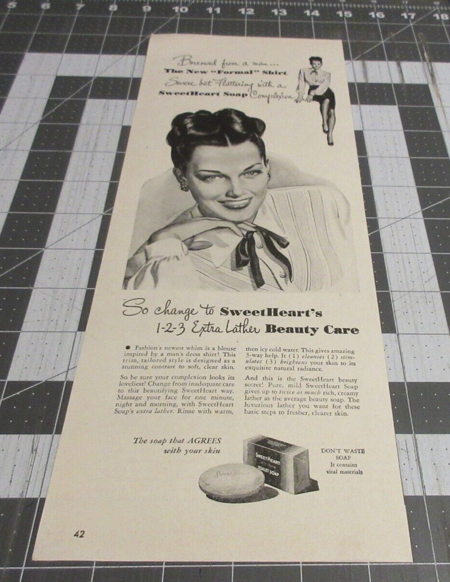 1946 Print Ad SweetHeart Toilet Soap Beauty Care