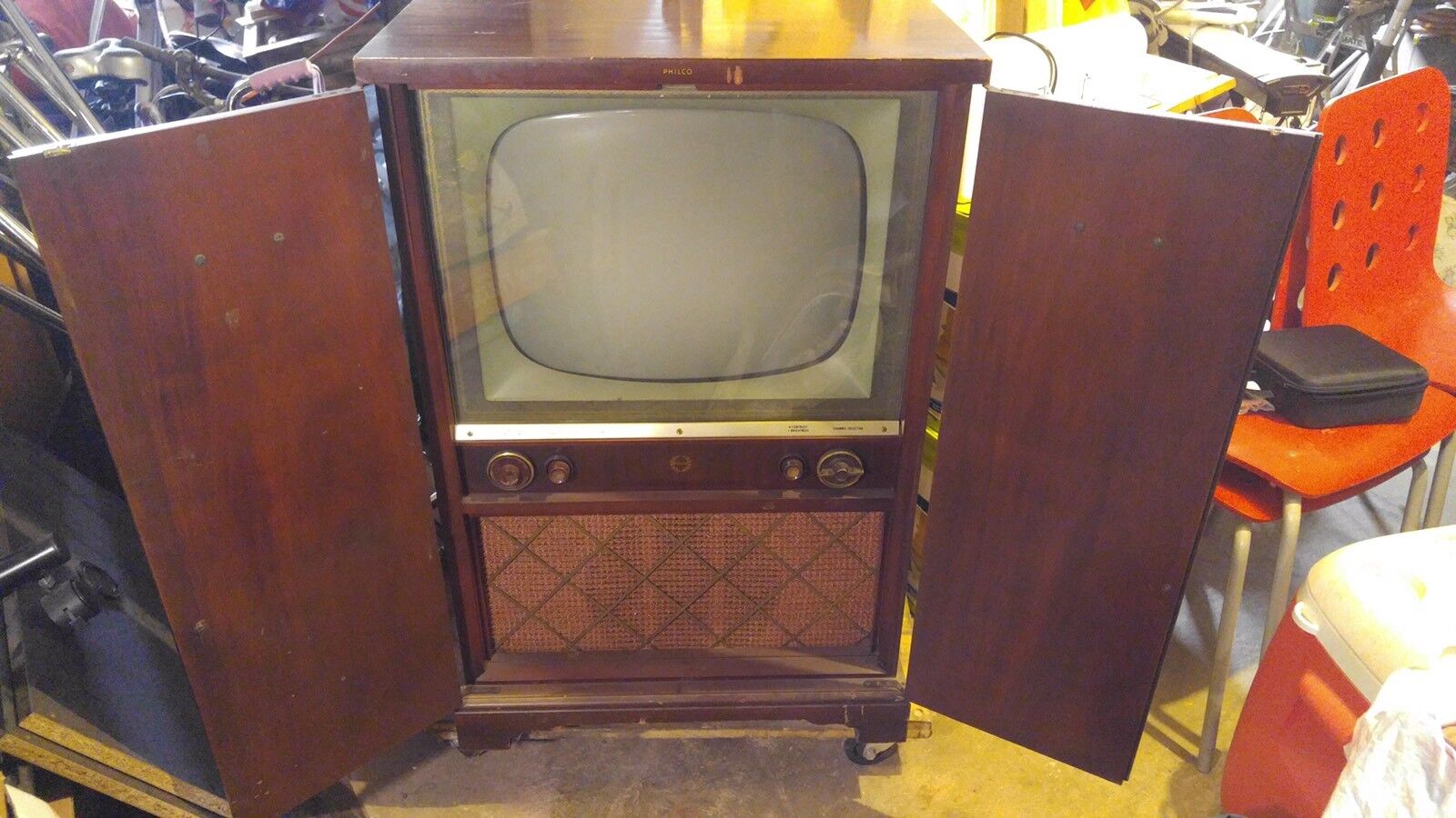 Vintage Philco TV Set Art Deco Cabinet Style Television For Parts Or Repair