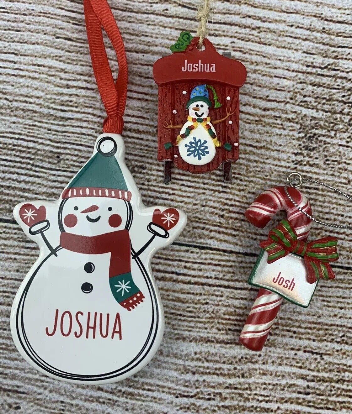 Personalized Christmas Ornaments Joshua Josh Lot Of 3