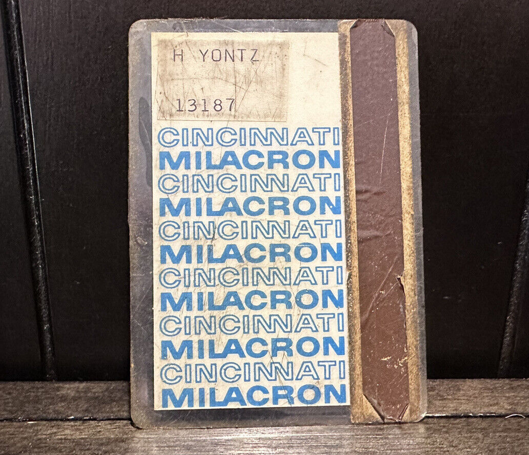 1970s Cincinnati Milacron Employee ID Time Card Badge Vintage Magnetic Strip