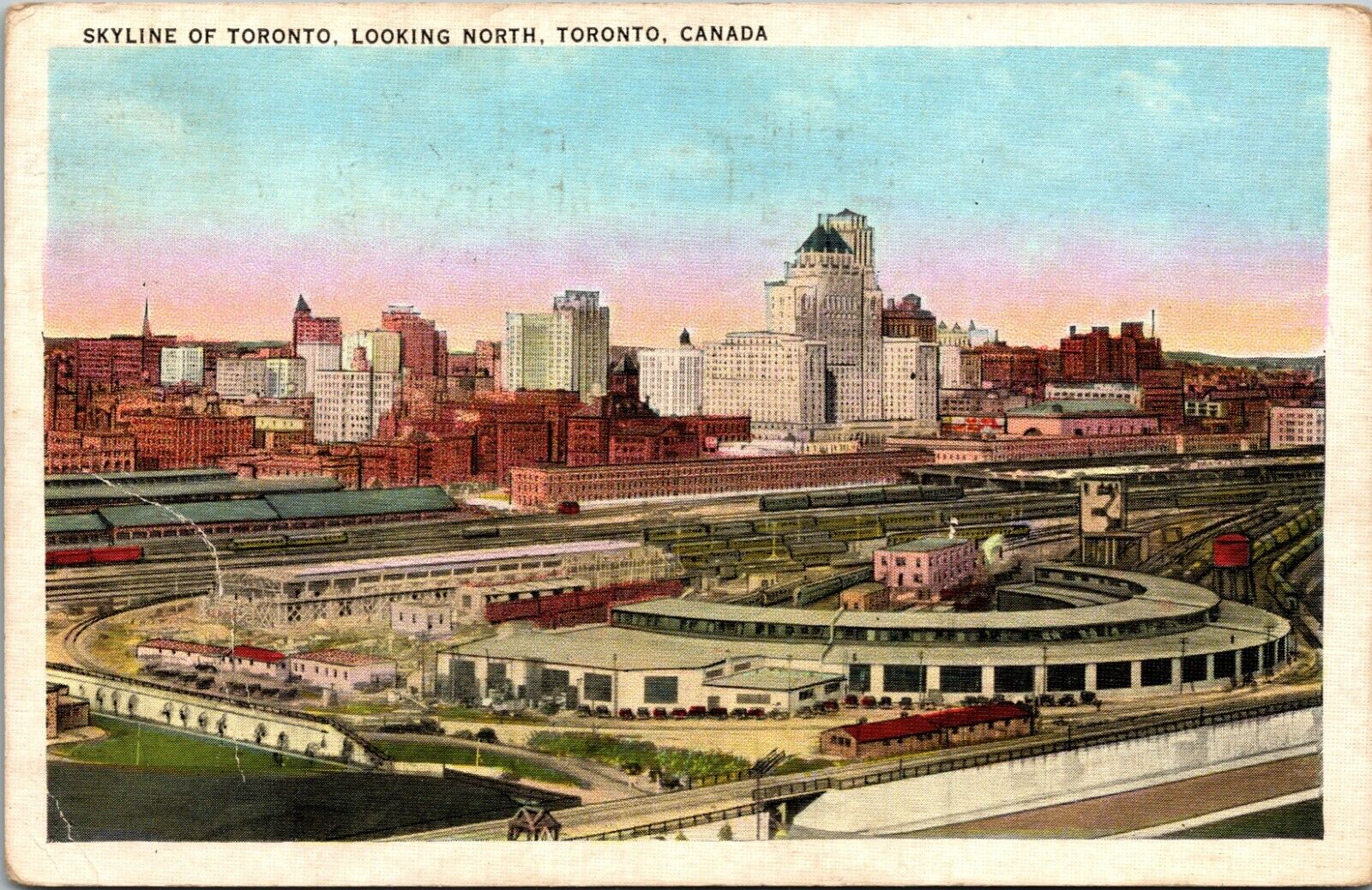 Skyline of Toronto, Looking South, Toronto, Ontario, Canada, 1937 Postcard