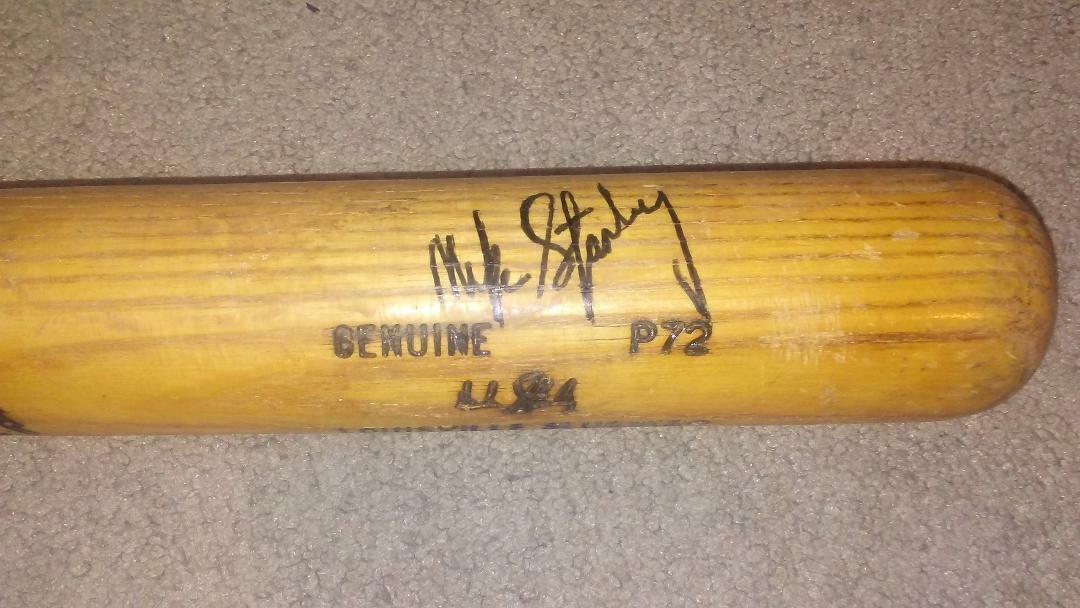 Mike Stanley Autographed Game Model Louisville Slugger Bat Game Used Yankees P72