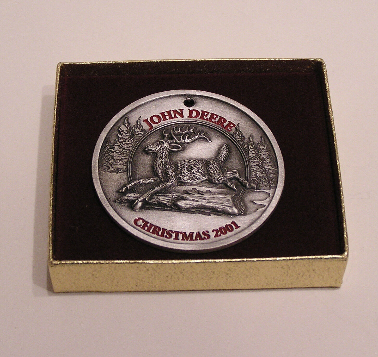 2001 John Deere Pewter Christmas Ornament