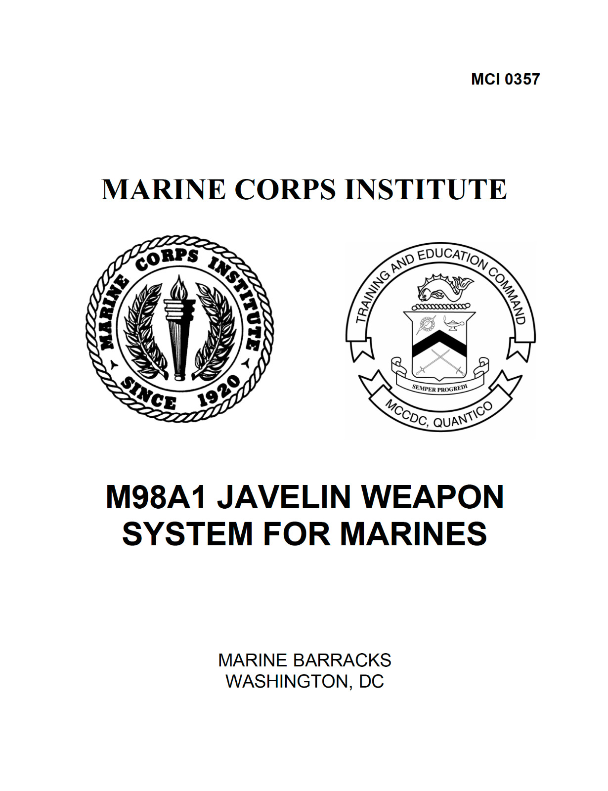 265 Page USMC FGM-148 M98A1 JAVELIN CLOSE COMBAT MISSILE SYSTEM Manual on CD