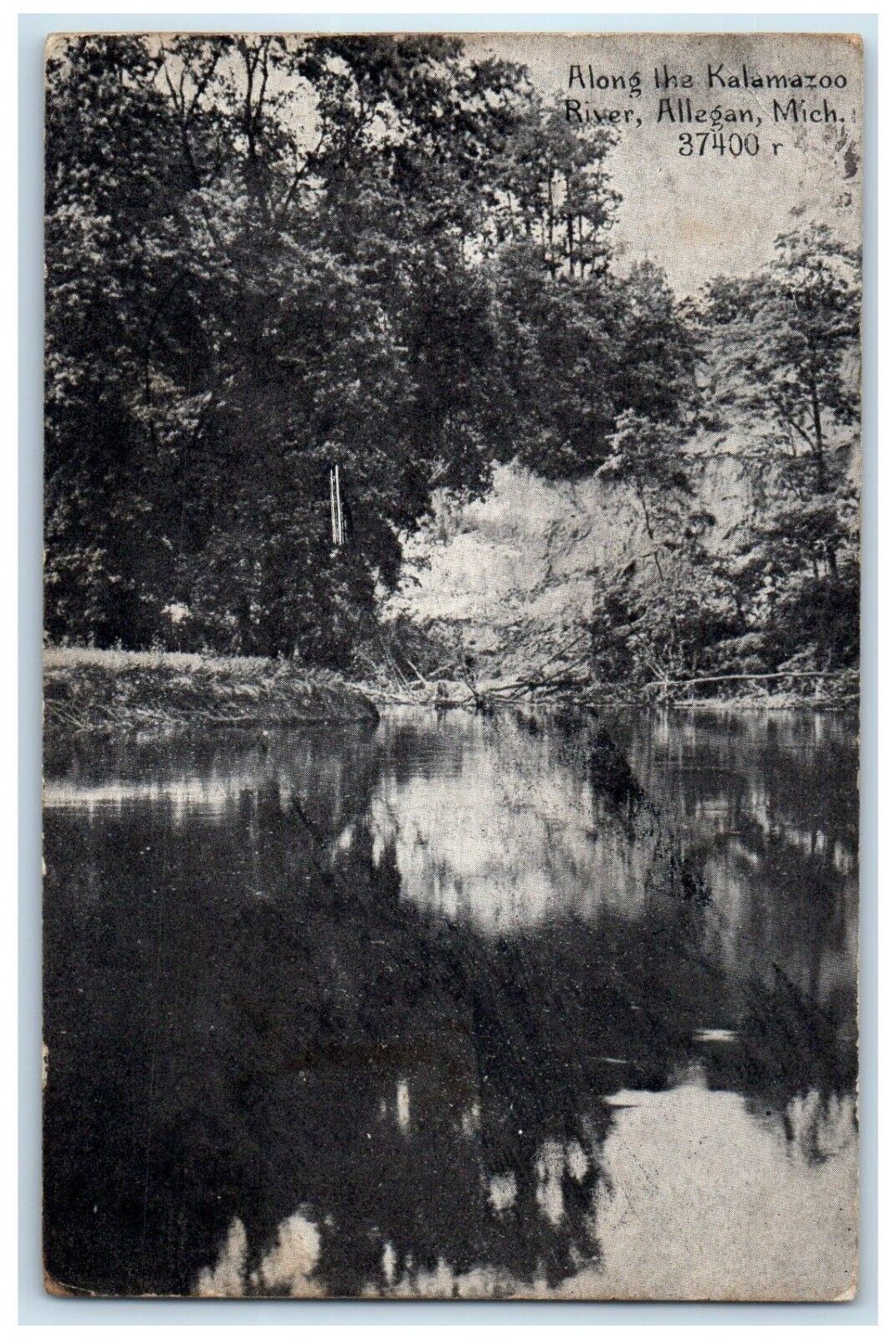 1921 Scene View Along Kalamazoo River Allegan Michigan Antique Vintage Postcard