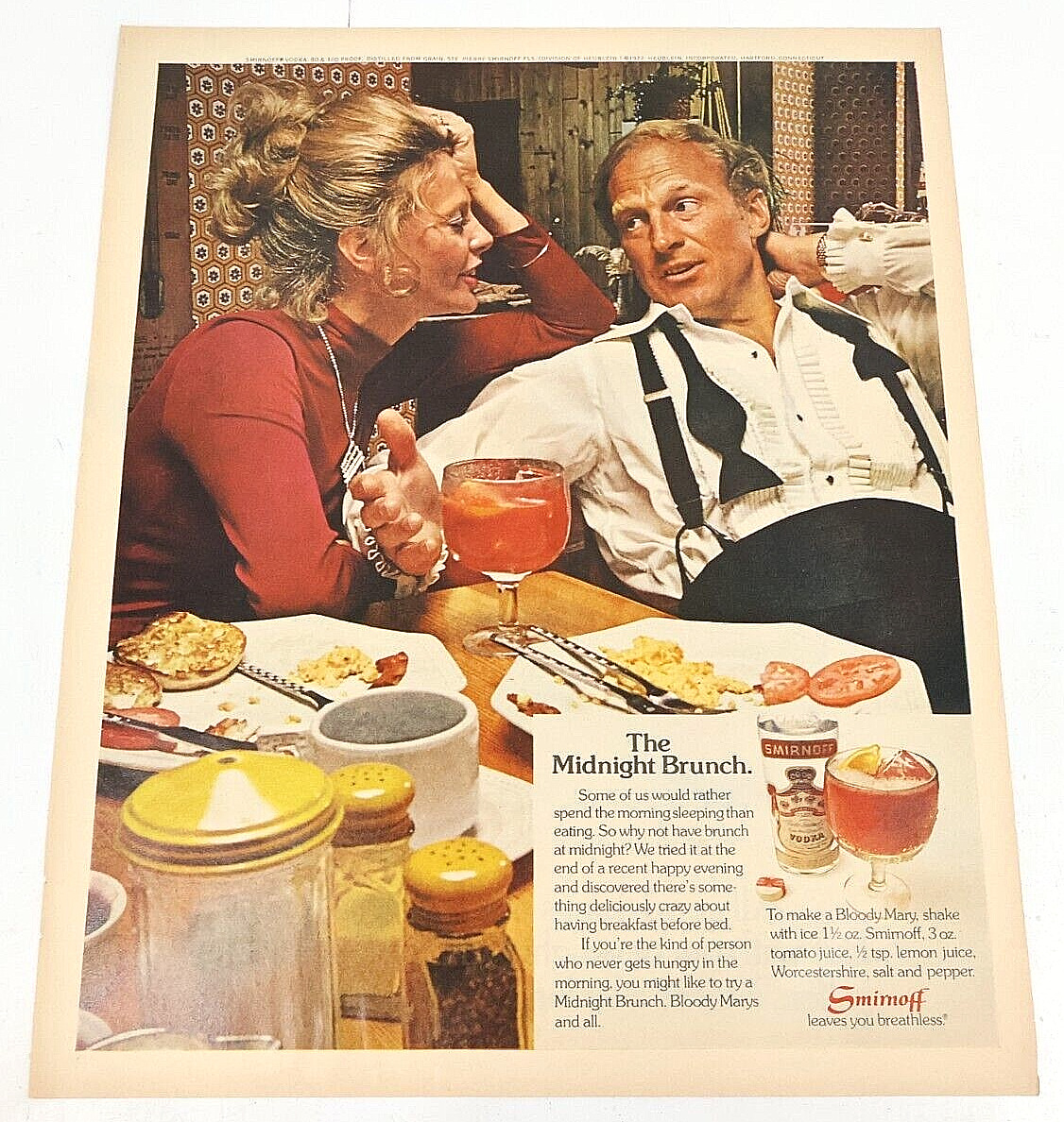 1972 Smirnoff Kentucky Vodka Gentleman Whiskey Print Ad 10.5x13.5