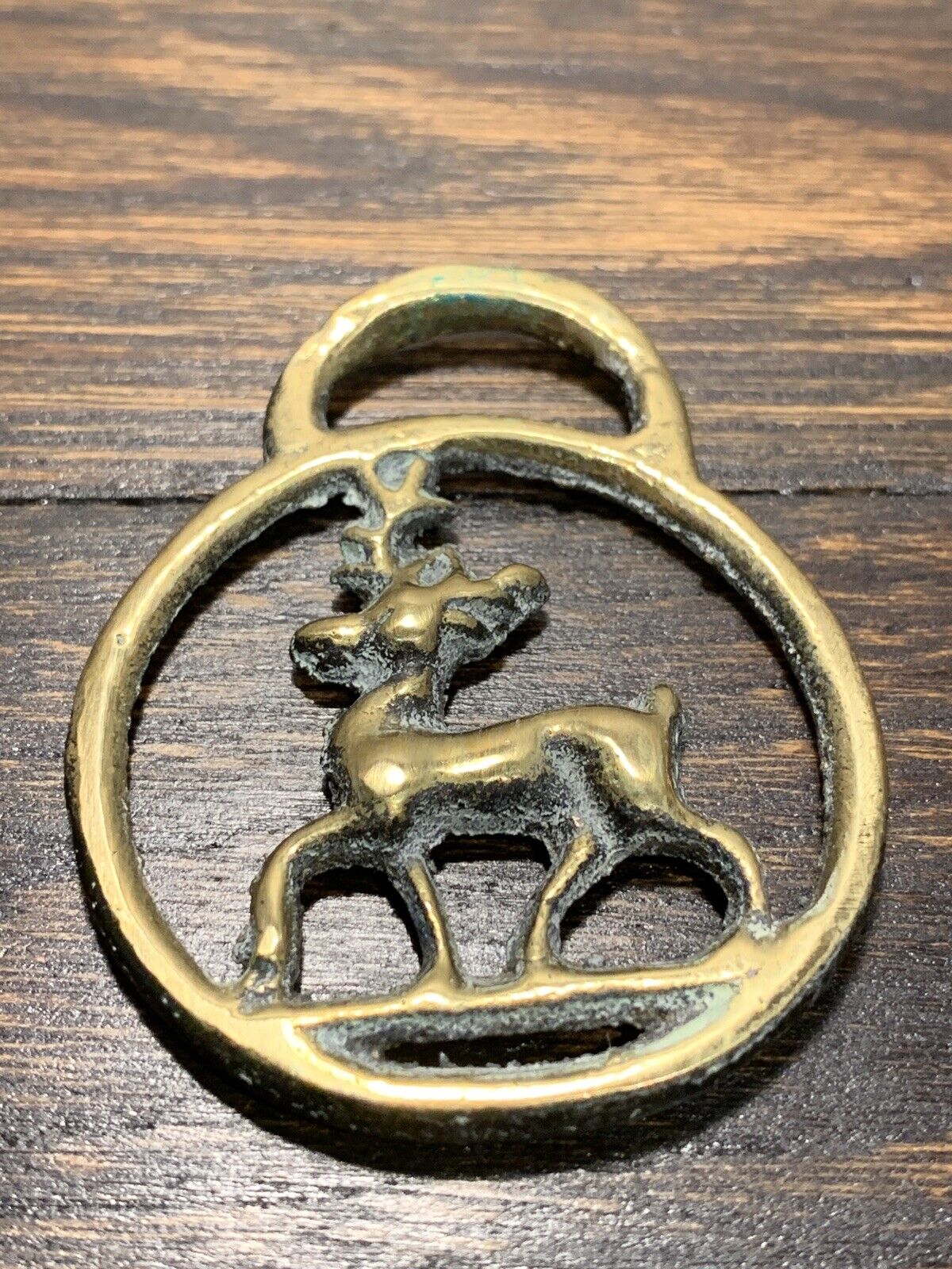 Vintage Mini Horse Brass Medallion Of A Deer Stag Rustic Cottagecore  Boho