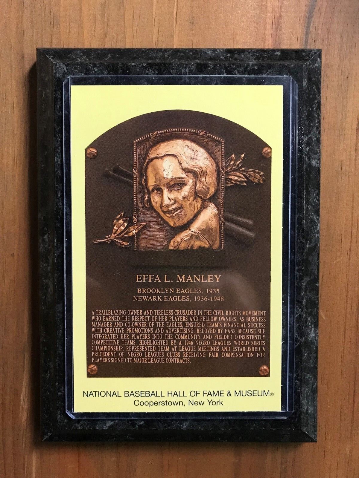 Effa Manley - Baseball Hall of Fame Induction - Ready to Hang Wall Plaque