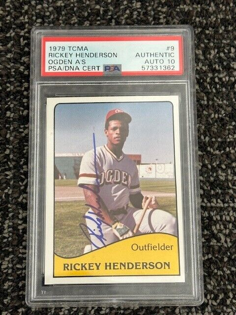 1979 Minor League RICKEY HENDERSON ROOKIE AUTOGRAPHED and GRADED PSA 10 GEM MT