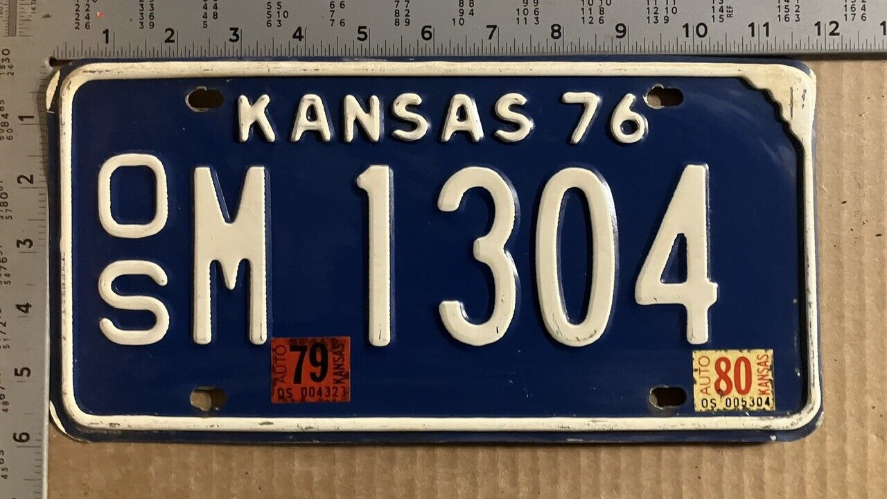 1979 Kansas license plate OS M 1304 YOM DMV Osage Ford Chevy Dodge 10412
