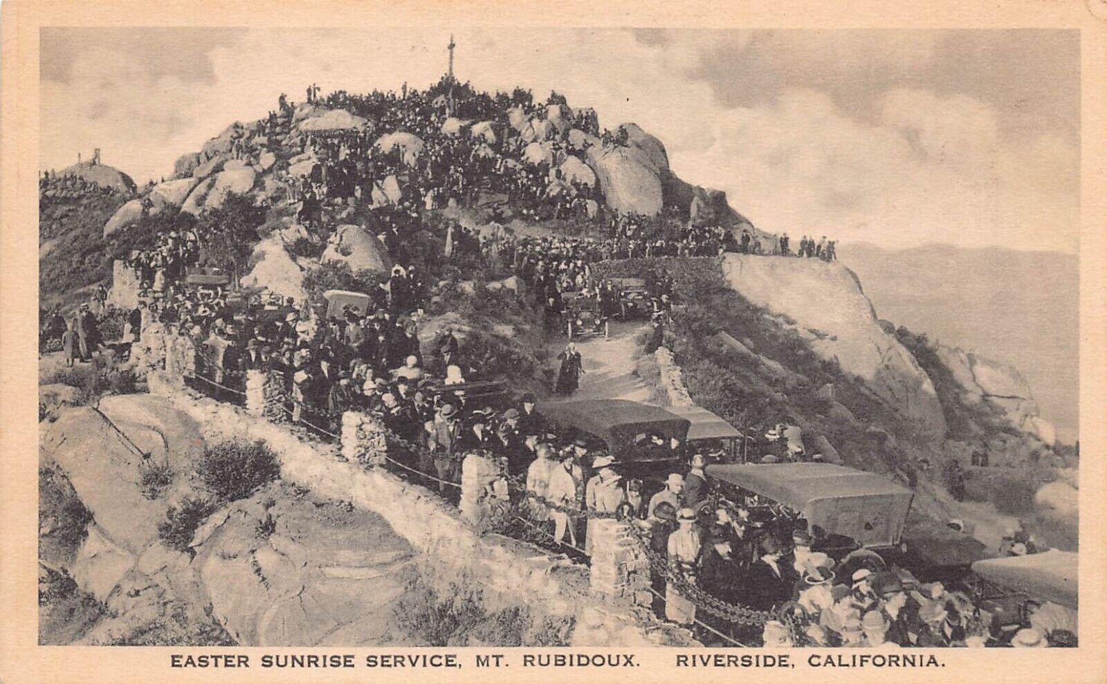 Riverside CA California Mt. Rubidoux Easter Sunrise Services 1920s Postcard  Vtg