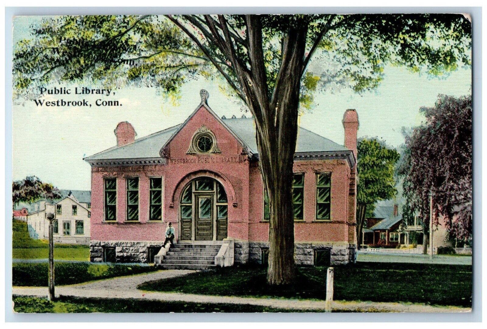 Westbrook Connecticut CT Postcard Public Library Exterior Building 1910 Unposted
