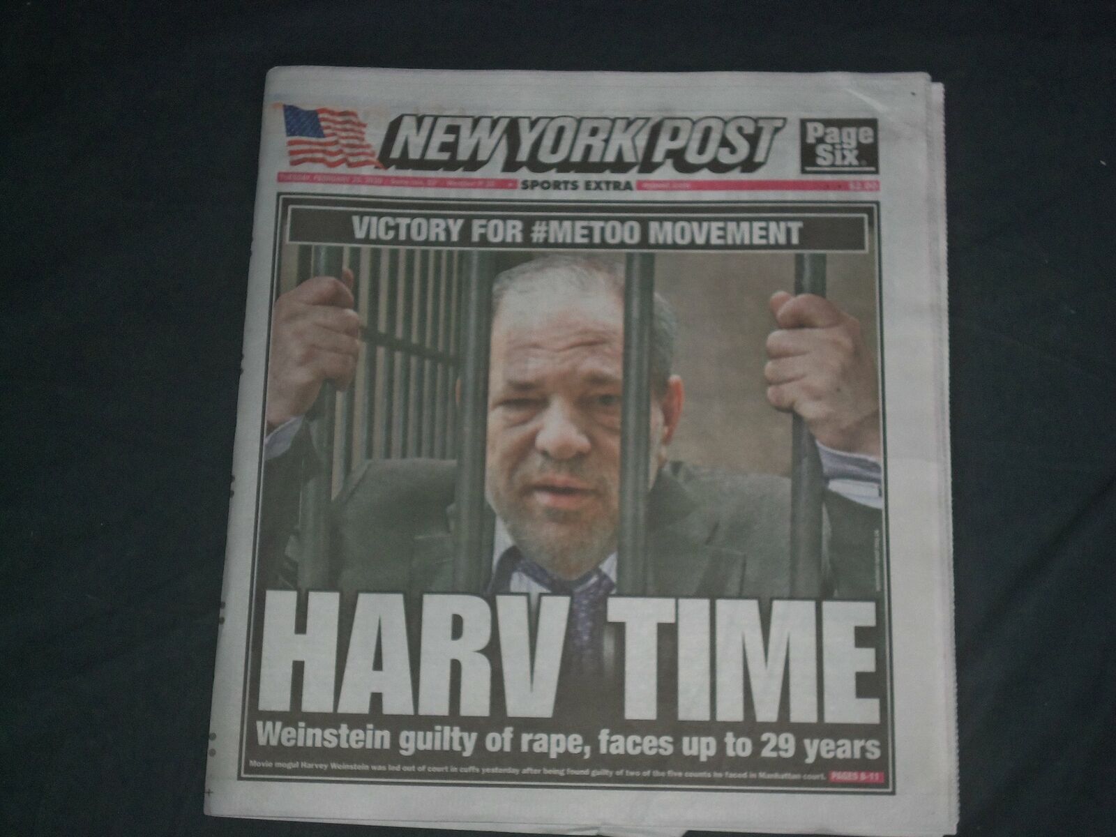 2020 FEBRUARY 25 NEW YORK POST NEWSPAPER - HARVEY WEINSTEIN GUILTY OF RAPE