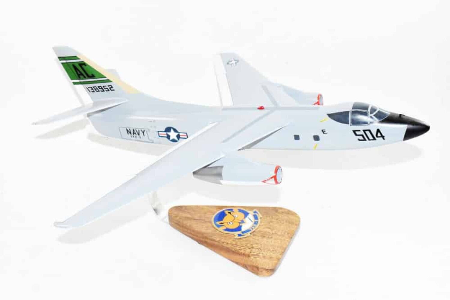 VAH-9 Hoot Owls A3D/A-3B Skywarrior Model, 1/50th Scale Model, Mahogany