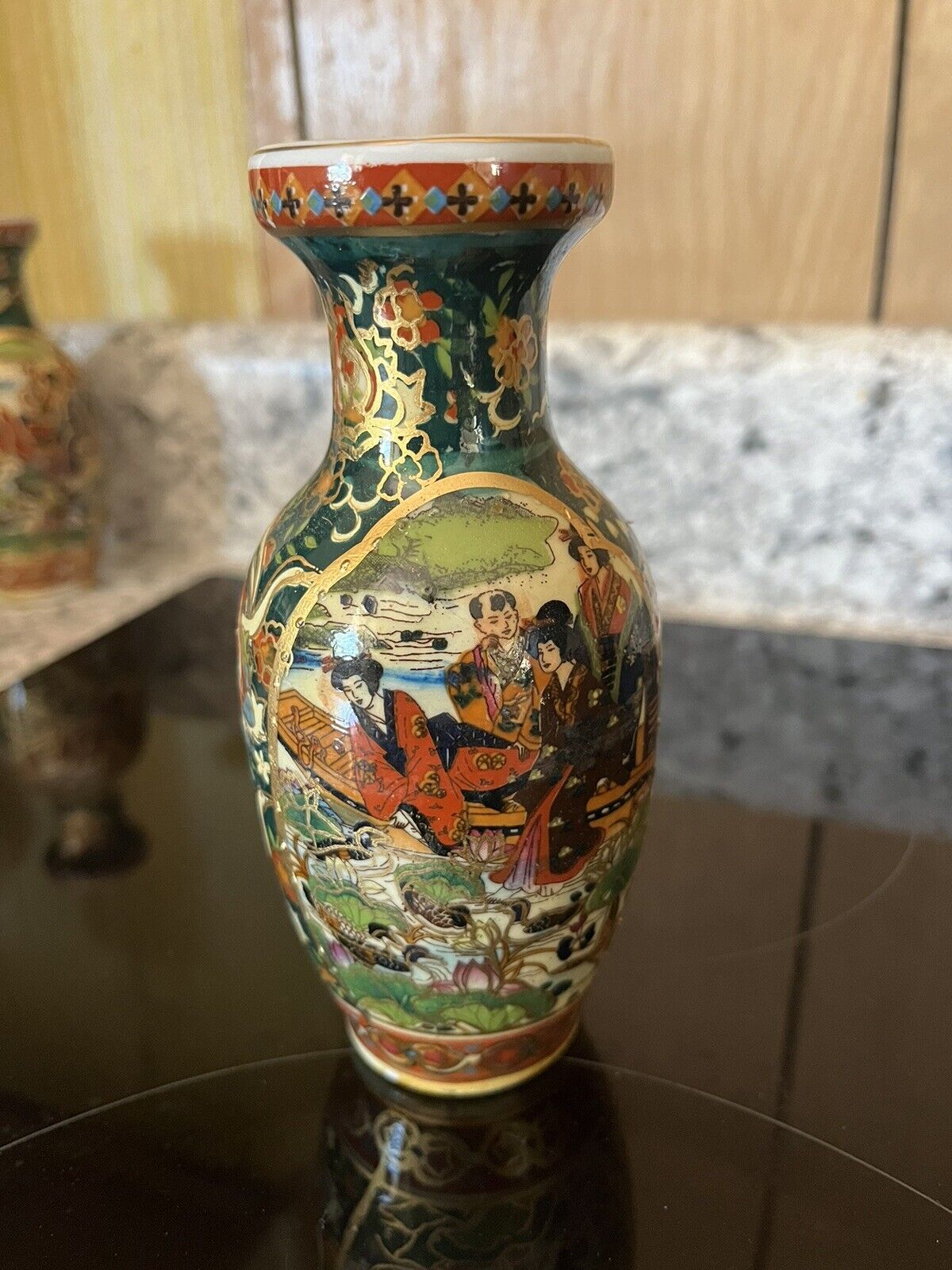 Vintage Zhong Guo Zhi Zao Porcelain Chinese SATSUMA🔥Geisha Vase🔥Painted