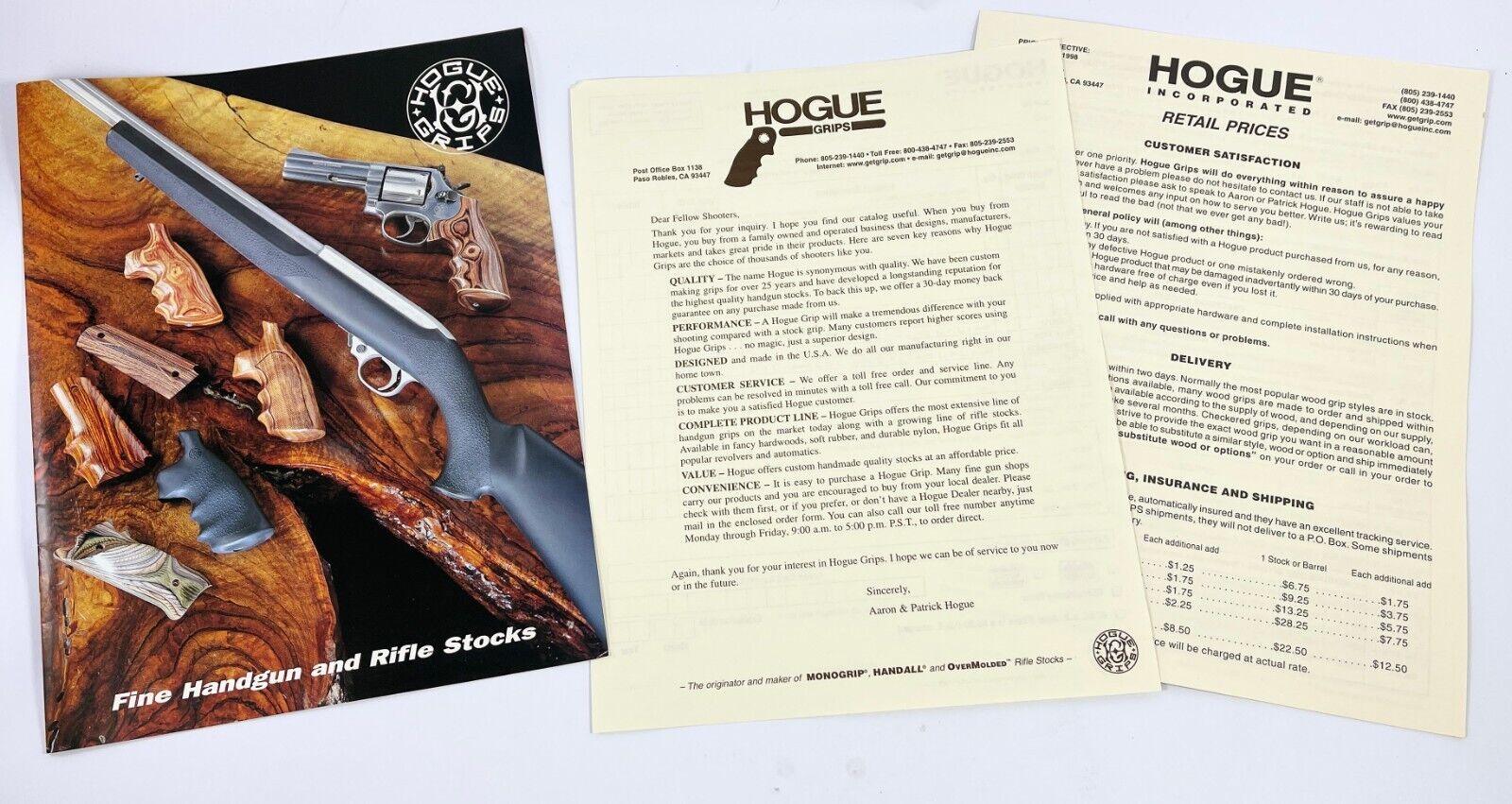 Vintage 2000  Hogue Grips Fine Handgun & Rifle Stocks Catalog / Brochure