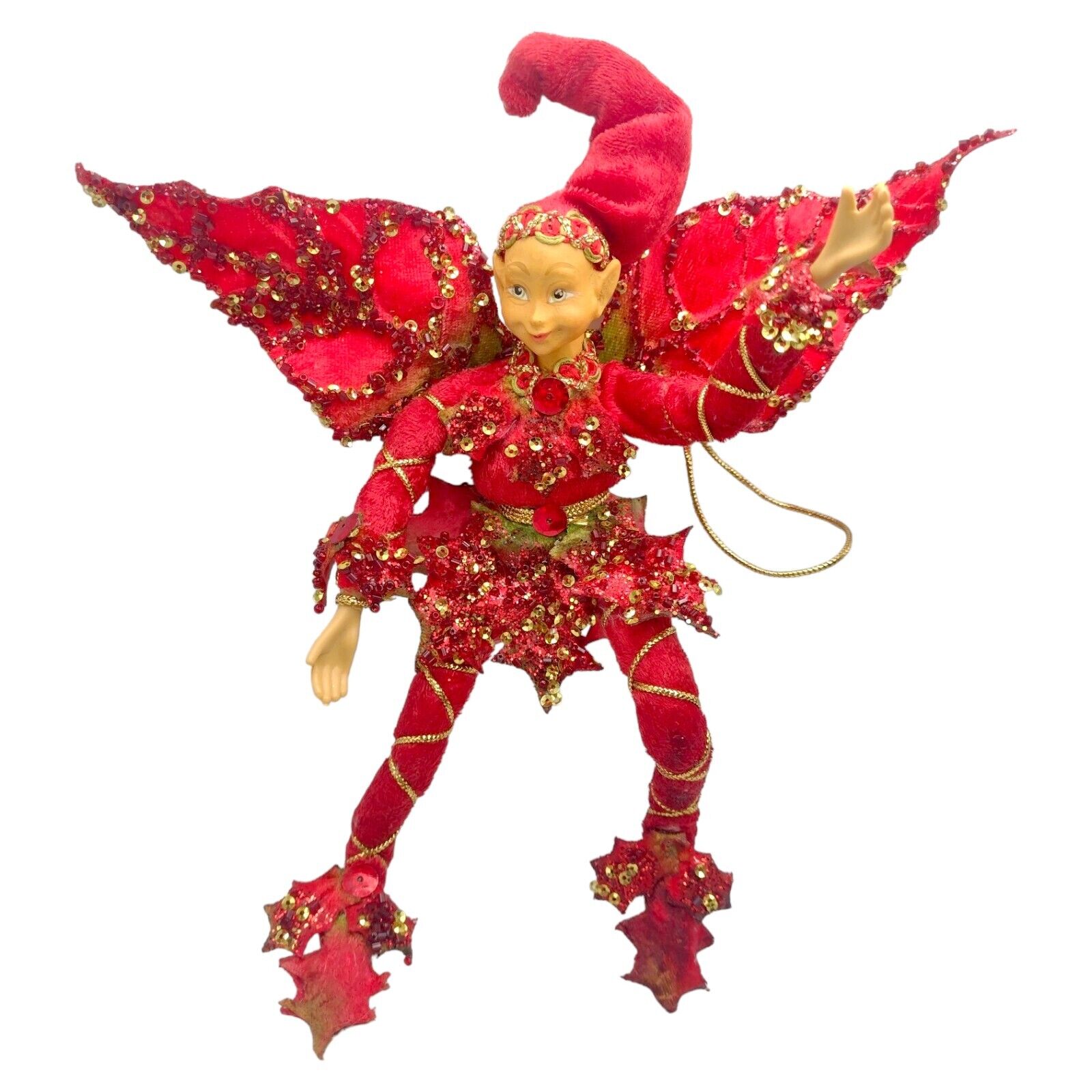 Vintage Fairy Pixie Elf Ornament Woodlands Red Large 10\