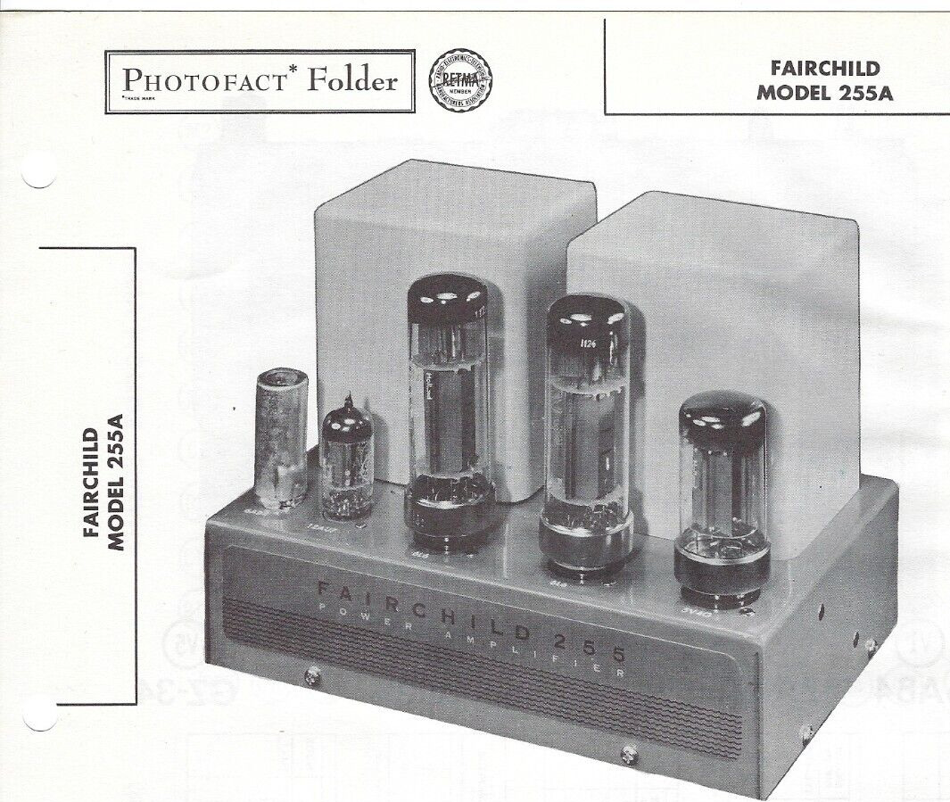 1957 FAIRCHILD 255A Amplifier Photofact MANUAL Audio Tube Amp 30 Watt Vintage