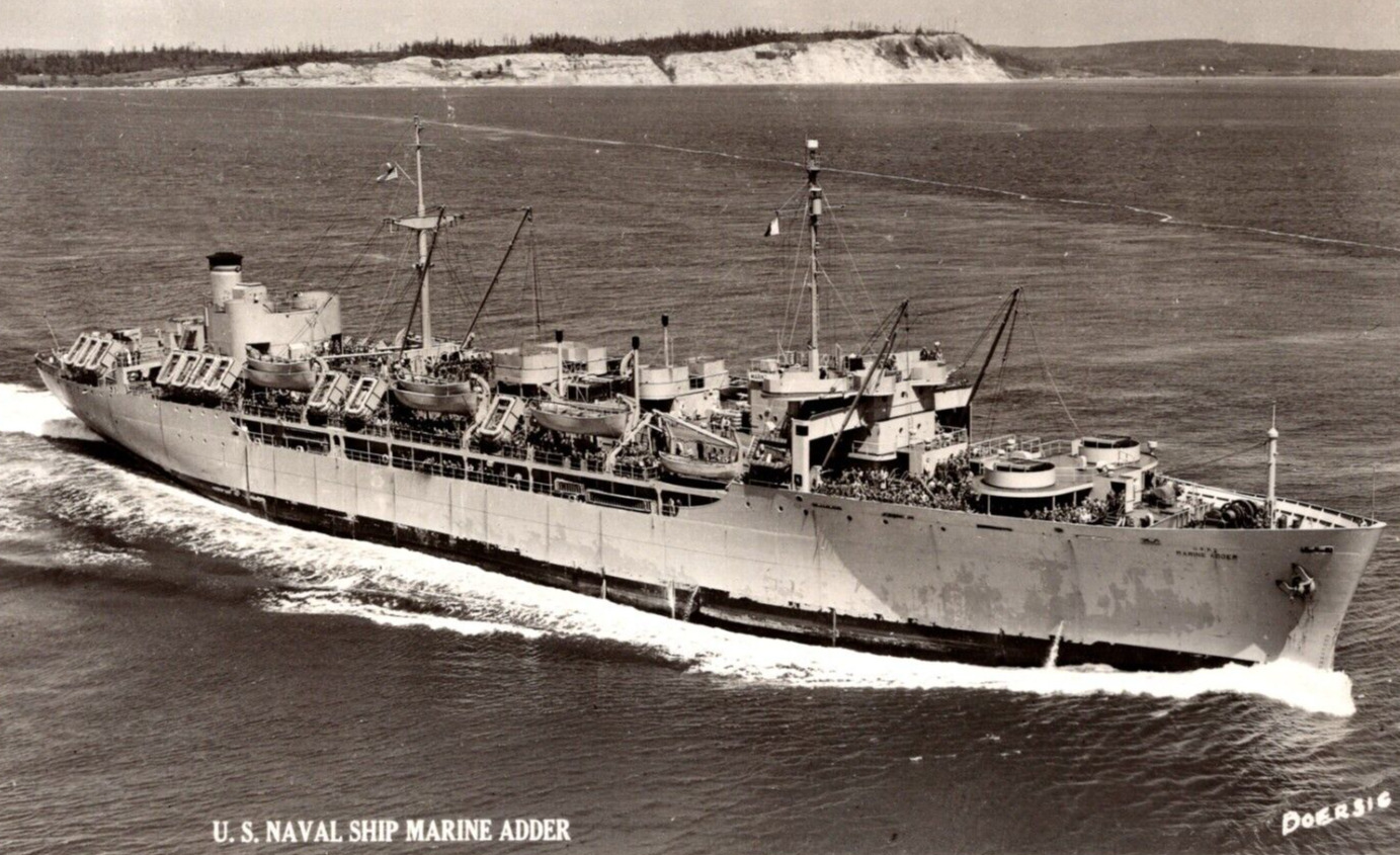 RPPC US Naval Ship Marine Adder, Information On Backside VINTAGE Postcard