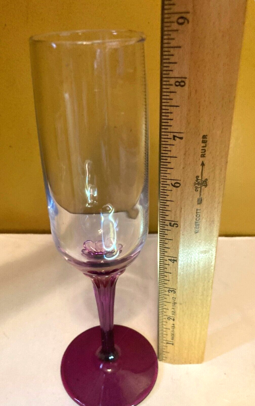 Libbey Glass Domain Champagne Flute Amethyst Purple Tulip Stem 9\