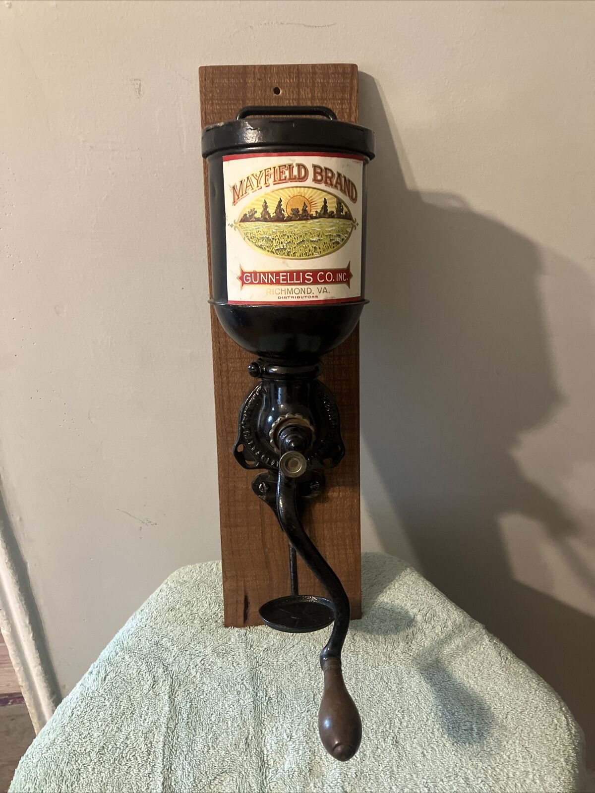 Vintage Antique Coffee Grinder Mayfield Brand Gunn-Ellis Co