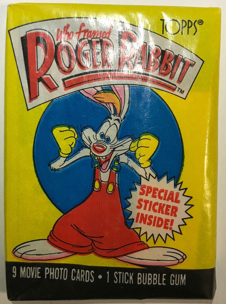 1988 Topps Who Framed Roger Rabbit Cards, 1 Sealed Wax PACK From Box, 9 Cards