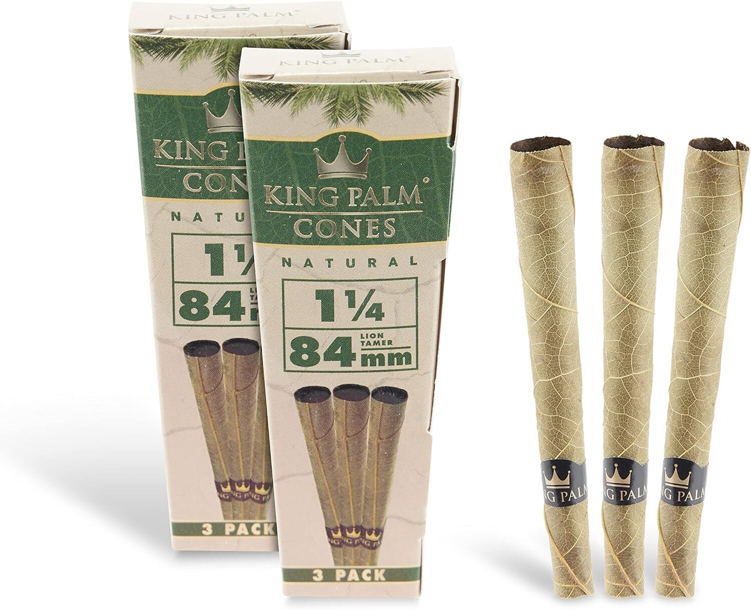 King Palm | 1 1/4 Size | Natural | 84mm Prerolled Palm Leafs | 6 Rolls Total