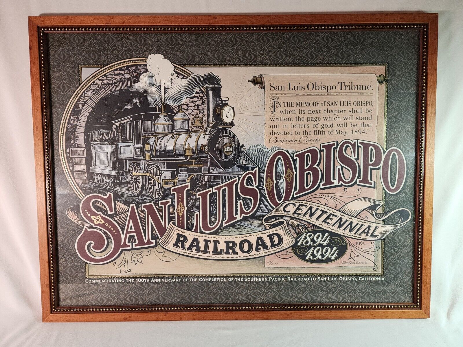 San Luis Obispo Railroad Centennial Lithograph - Signed By Artist - #173 of 2000