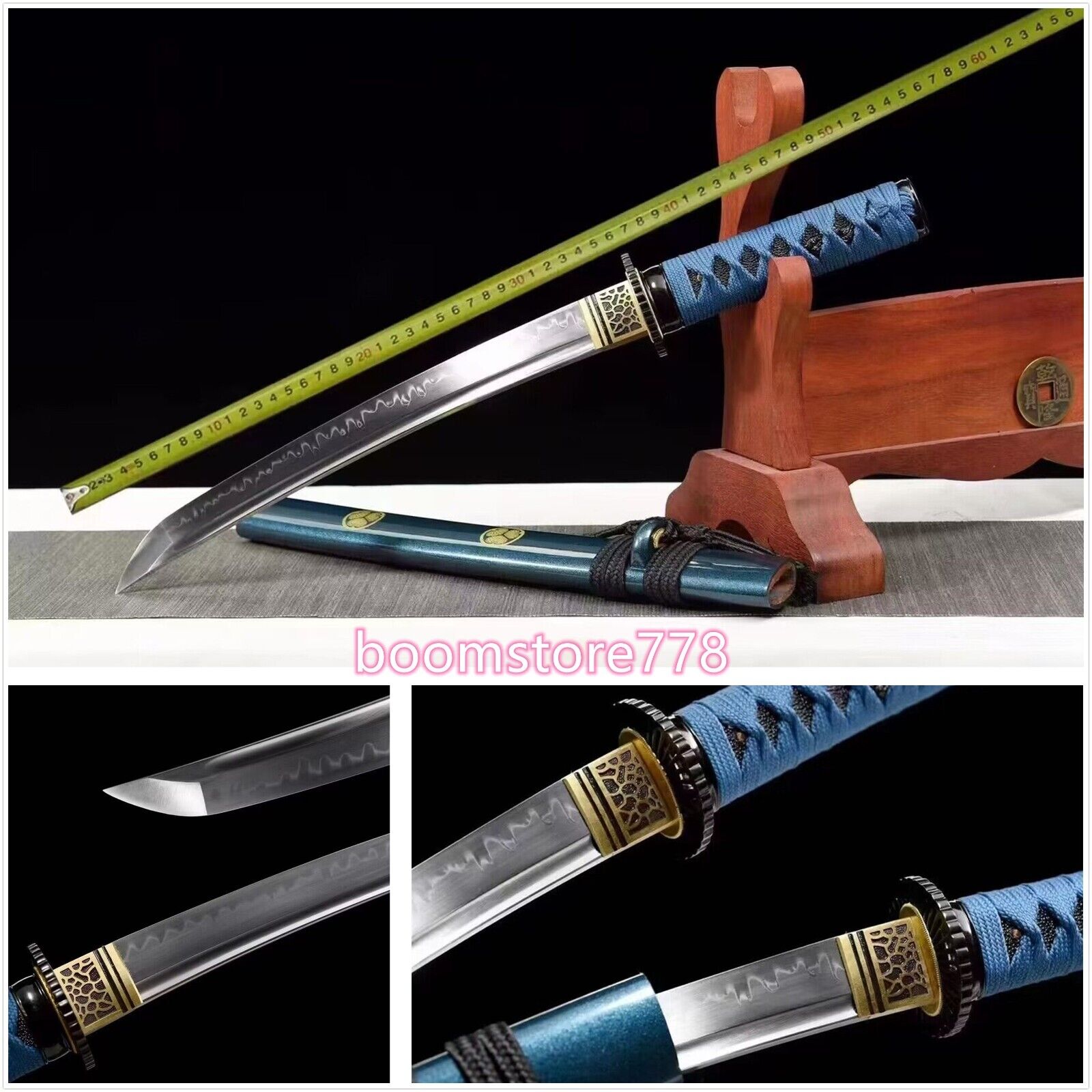 Clay tempered T10 steel Grind Blade Japanese Samurai Tanto Kinfe Sharp