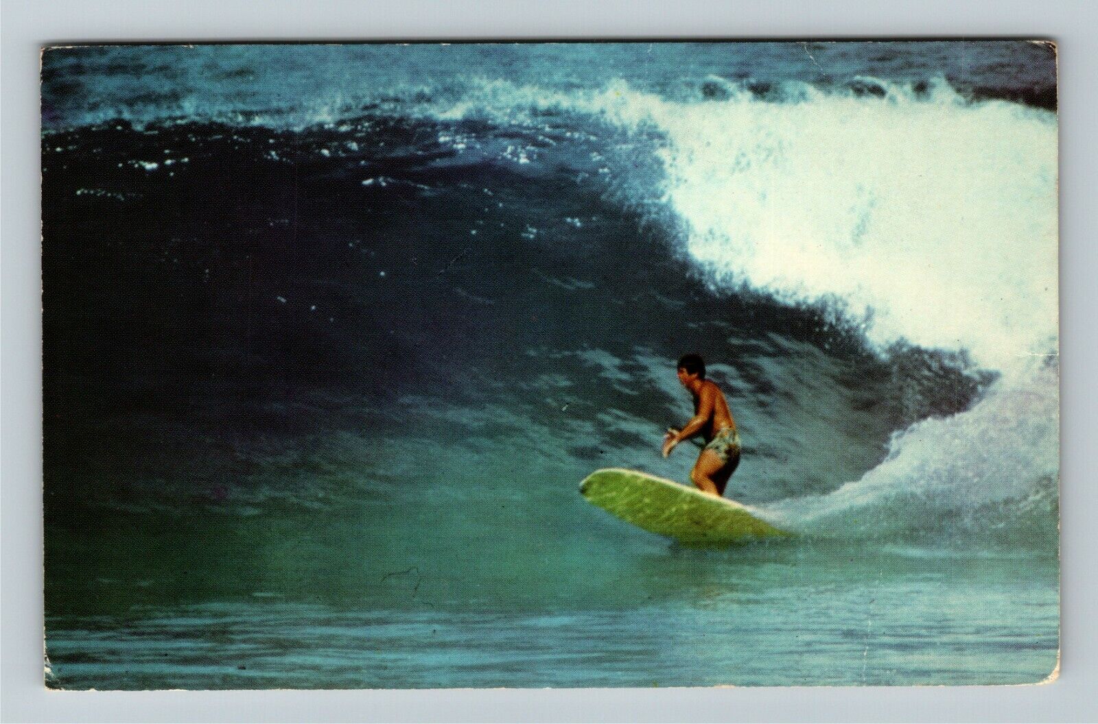 Hawaii HI-Hawaii, Shooting the Curl, Waimea Bay, Vintage Postcard