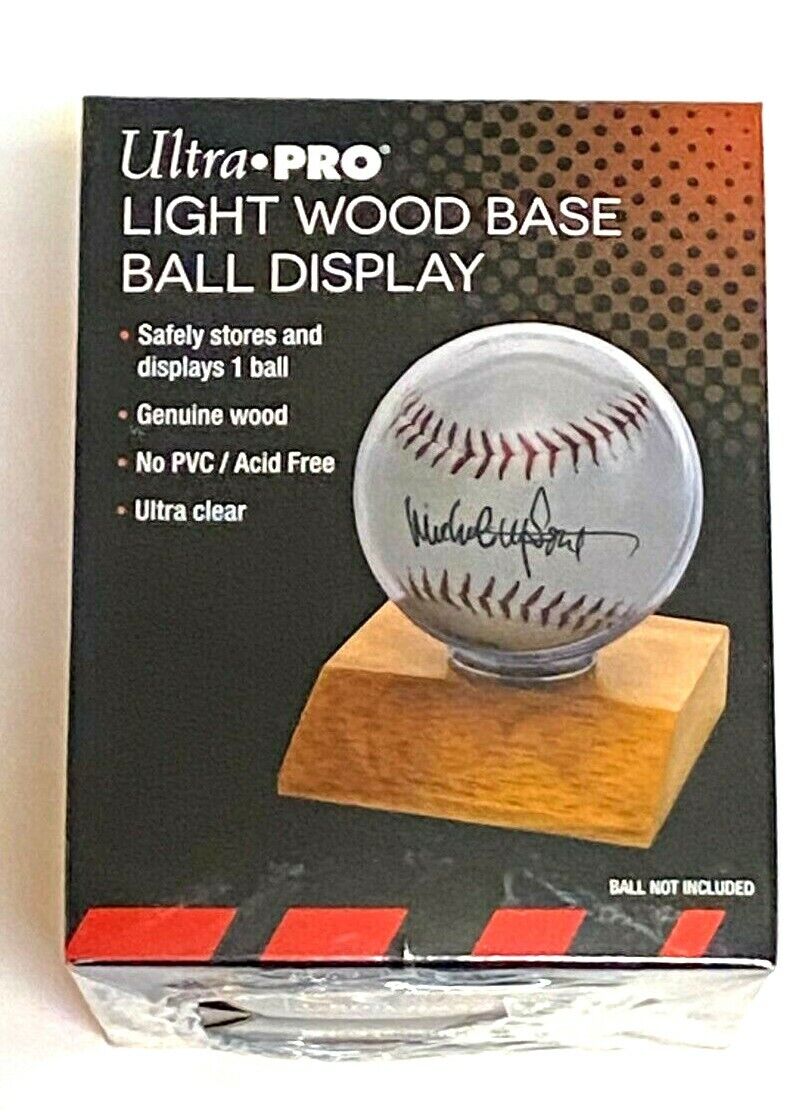 ULTRA PRO BASEBALL HOLDER, LIGHT WOOD BASE baseball display case on base/stand