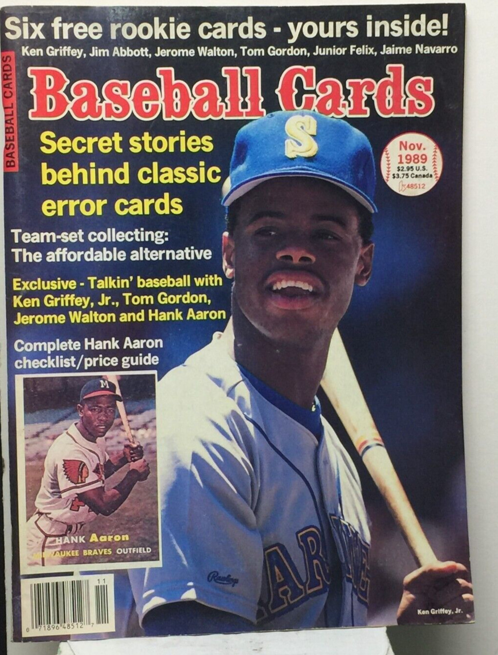 Baseball Cards Magazine November 1989 KEN GRIFFEY, JR. RC Rookie Cards Uncut