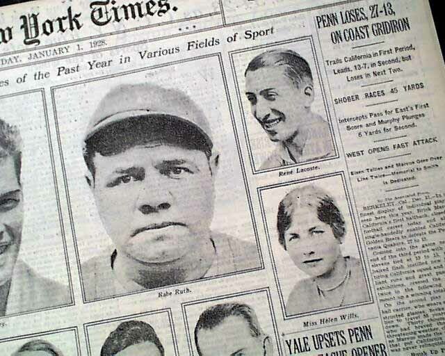 BABE RUTH Gene Tunney Booby Jones & More PHOTOS Sport\'s Stars for 1927 Newspaper