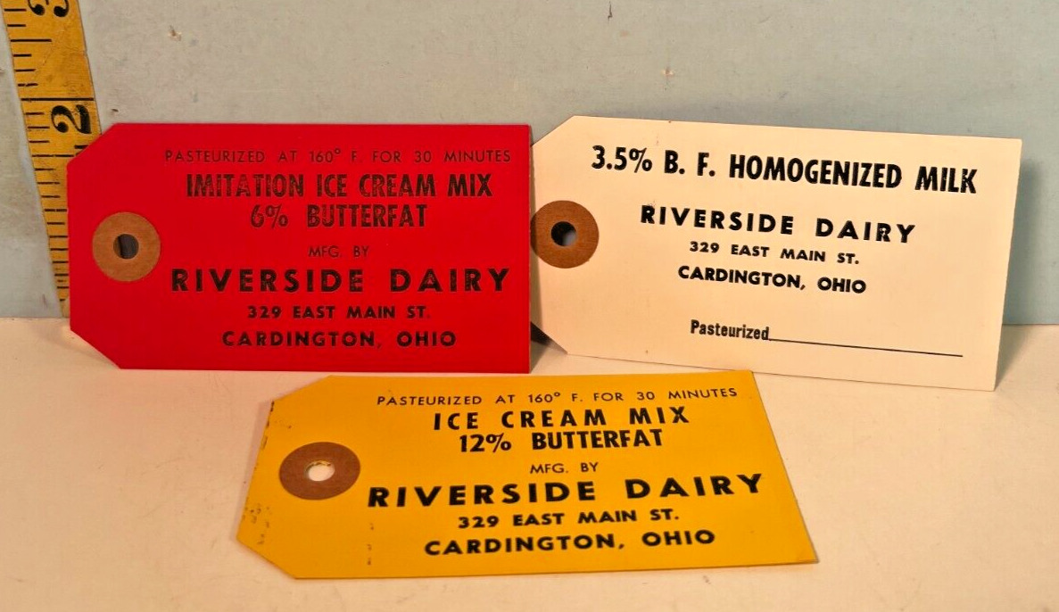 1950\'s Riverside Dairy, Cardington, Ohio , Product Tags