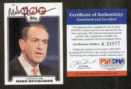 Mike Huckabee signed autographed 2008 Topps card PSA