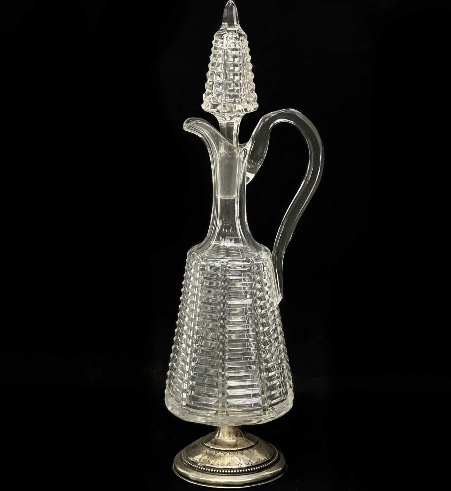 Continental Cut Glass Pitcher with Silver Mounted Base circa 1920