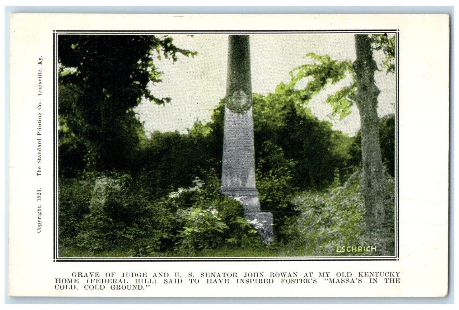c1910 Grave Judge Senator John Rowan Old Louisville Kentucky KY Vintage Postcard