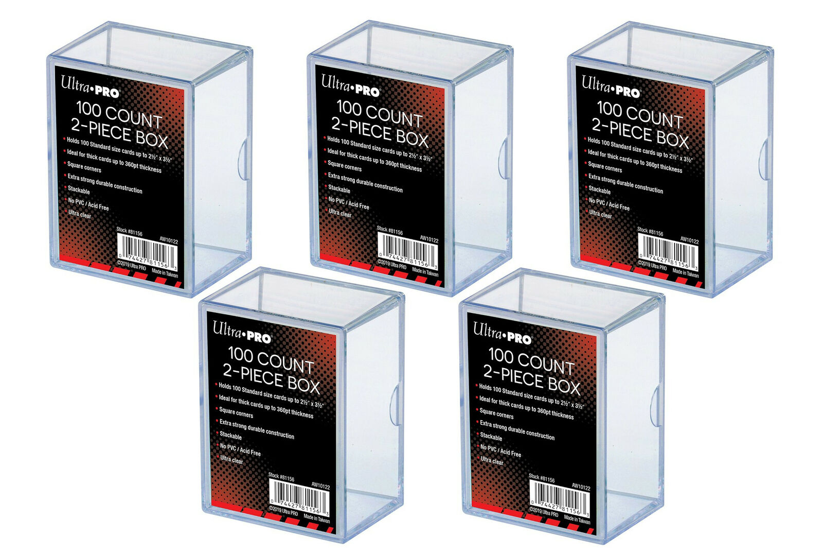 NEW 5-PACK Ultra Pro 100 Count 2-Piece Card Storage Box Case Sports Gaming MTG