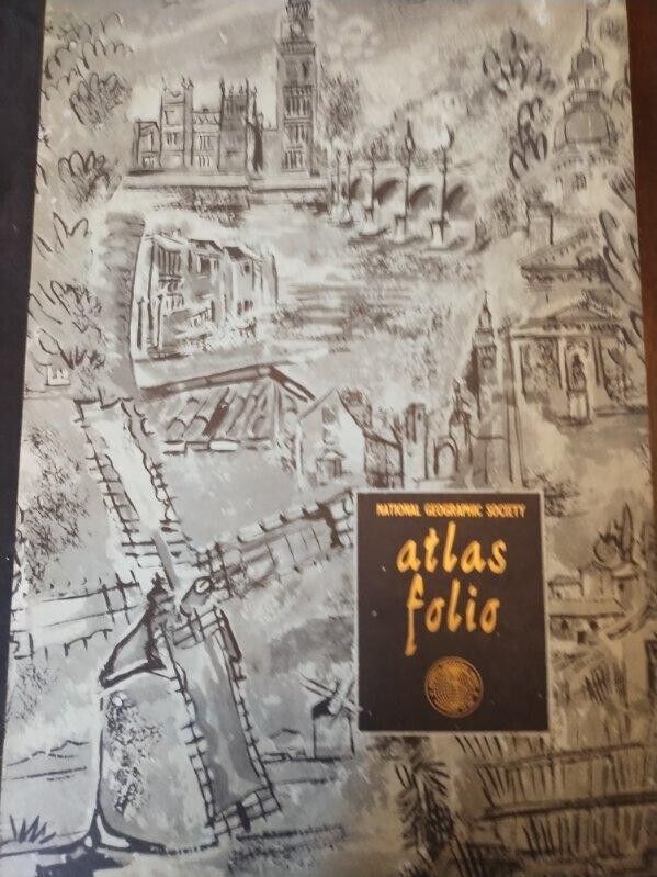 Vintage 1958 The National Geographic Folio Atlas Hardcover Book Maps