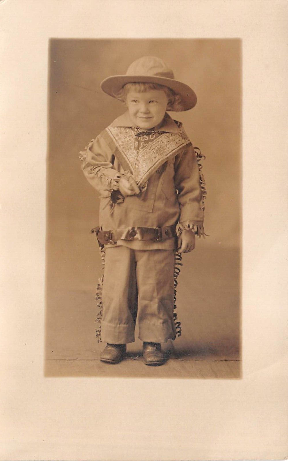 RPPC Very Cute Young Child Dressed As A Cowboy Holding c1910 Postcard 8626