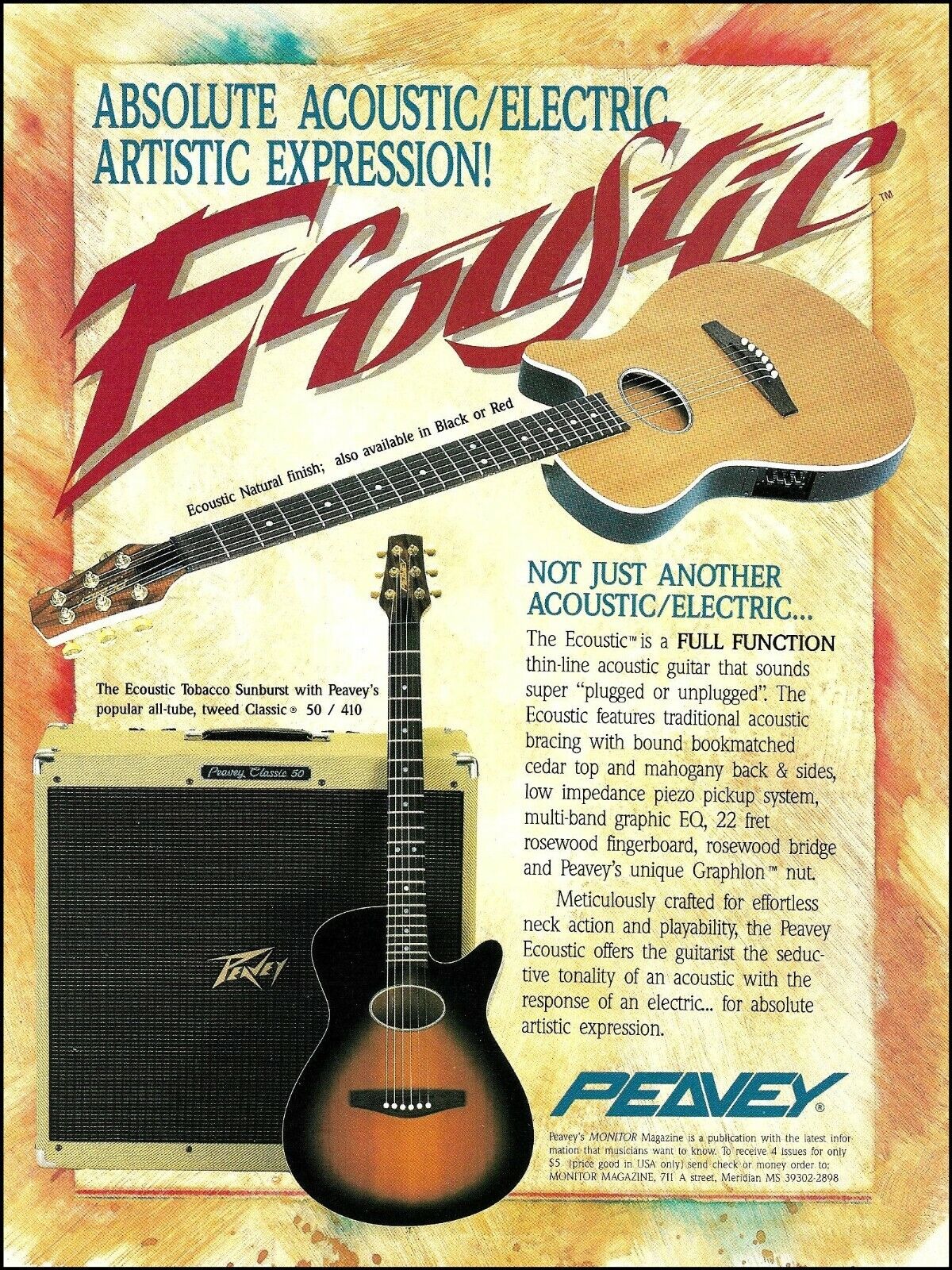 Peavey Ecoustic Series Acoustic/Electric Guitar Classic 50/410 amp advertisement