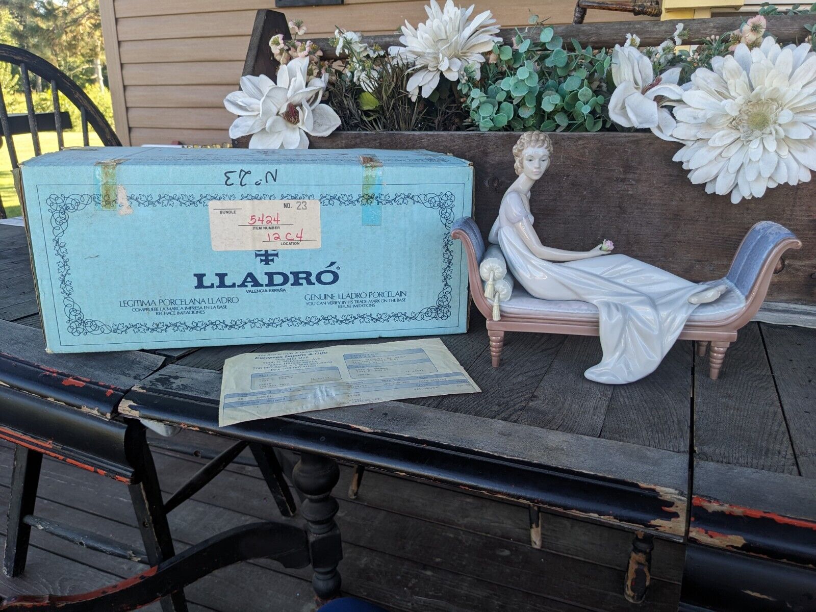 Vintage Lladro #5424 Intermezzo In Original Box and Purchase Receipt 