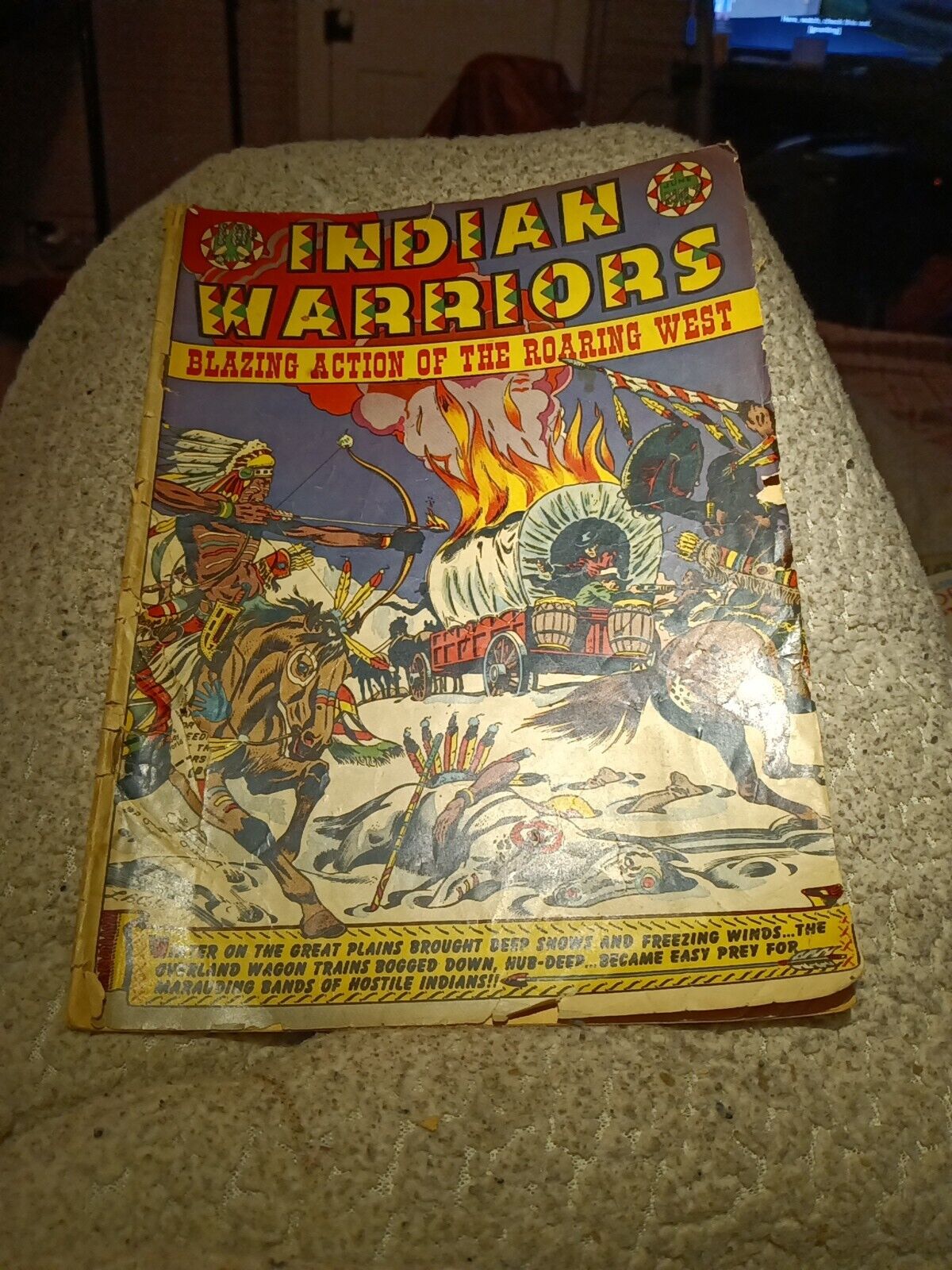 Indian Warriors #7 Star Publishing 1951 LB Cole cover Attacking a wagon train