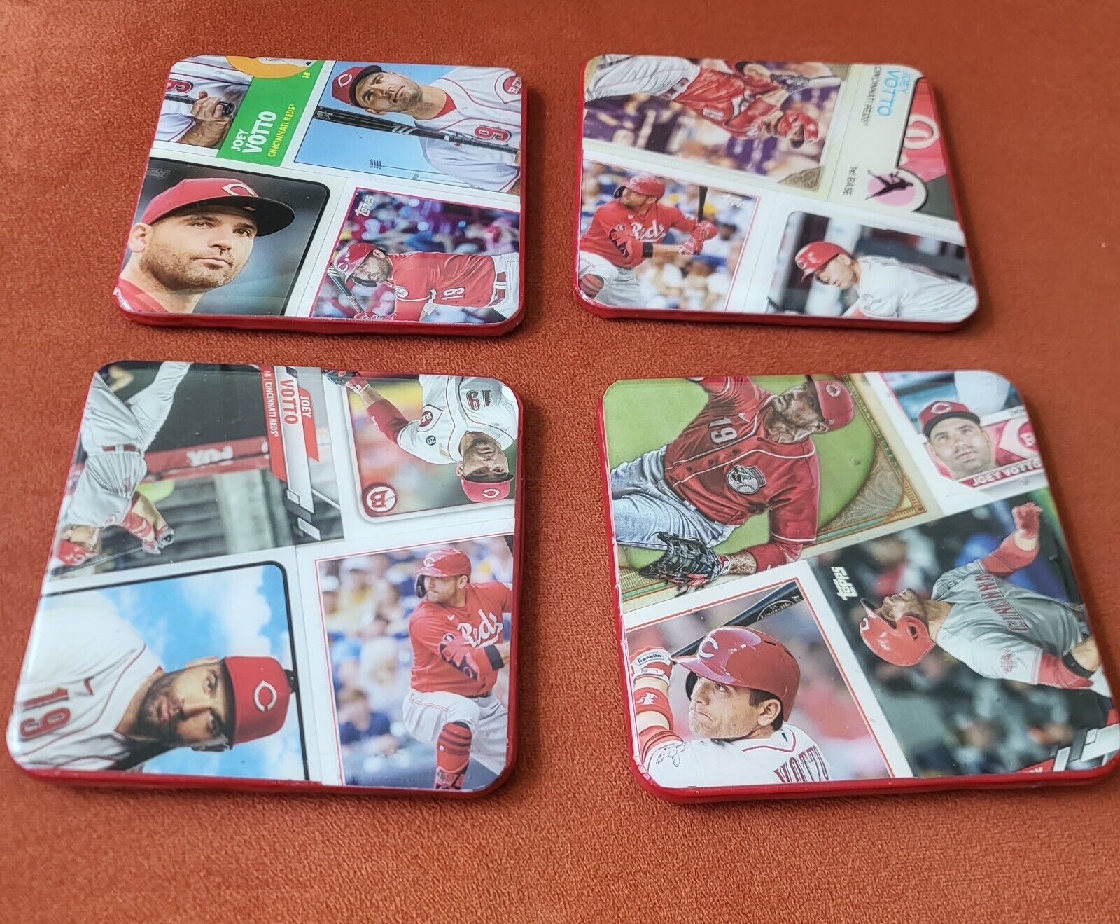 ⚾Joey Votto Cincinnati Reds Hand-Made Epoxy Resin Baseball Card 4 Coaster Set⚾