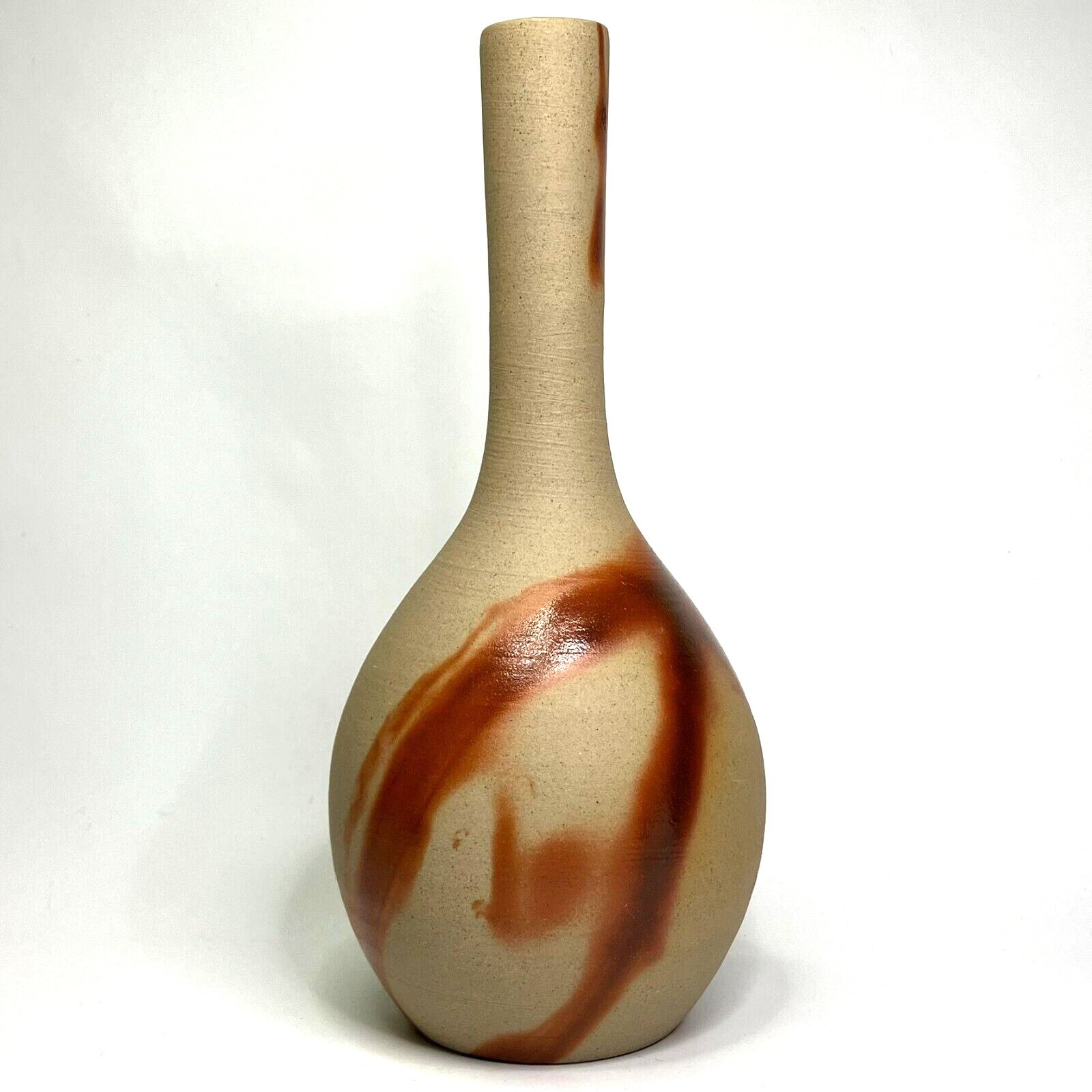 Japanese Bizen Ware Crane-Neck Bud Vase Hidasuki-Style by Bisyu/Bishu-gama SOSHU