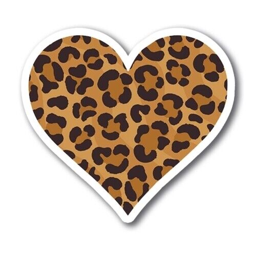 Leopard Print Heart Magnet Decal, 5 Inches, Automotive Magnet For Car