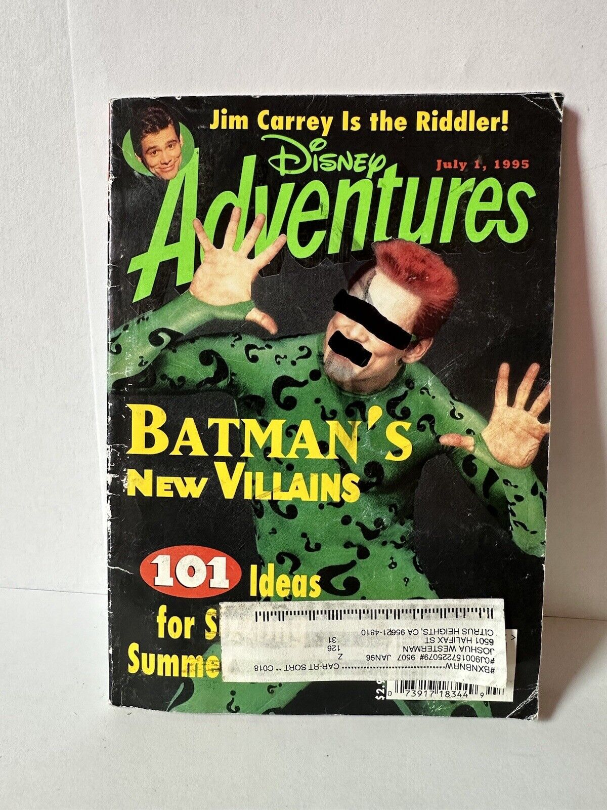 Rare 90s Disney Adventures Jim Carrey The Riddler Original July 1995 Issue Retro