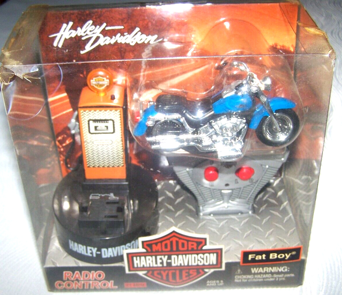 Harley Davidson R/C 2003 Fat Boy Blue Motorcycle Bike Radio Control Toy