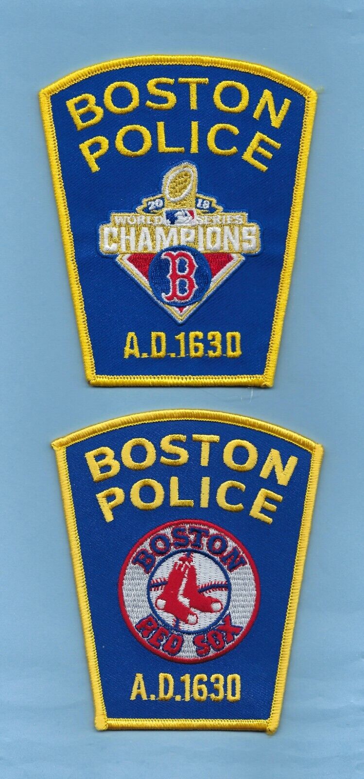 BOSTON POLICE DEPARTMENT BOSTON RED SOX WORLD SERIES CHAMPIONS 2018 PATCH SET ~ 
