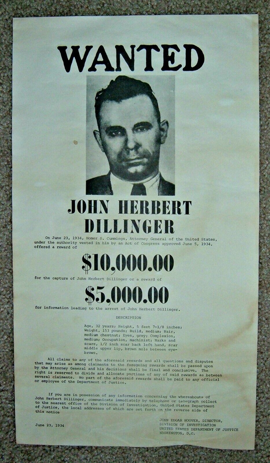 JOHN DILLENGER 1934 \